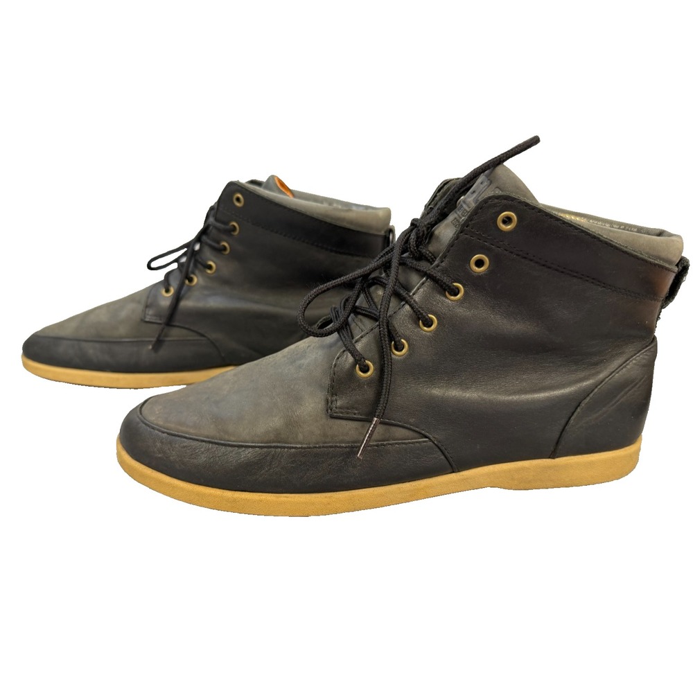 Clae Russell Mens Mid Top Leather Sneakers Boots Grey Black Gum Sole Men's Sz 9